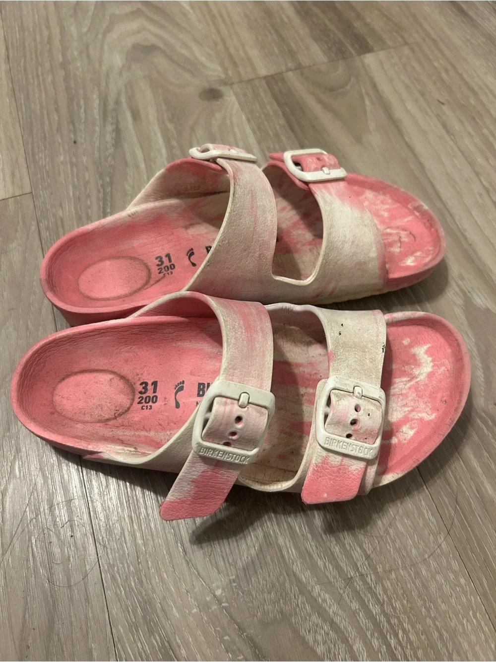 Birkenstock Kids Pink and White Two-Buckle Water Shoes